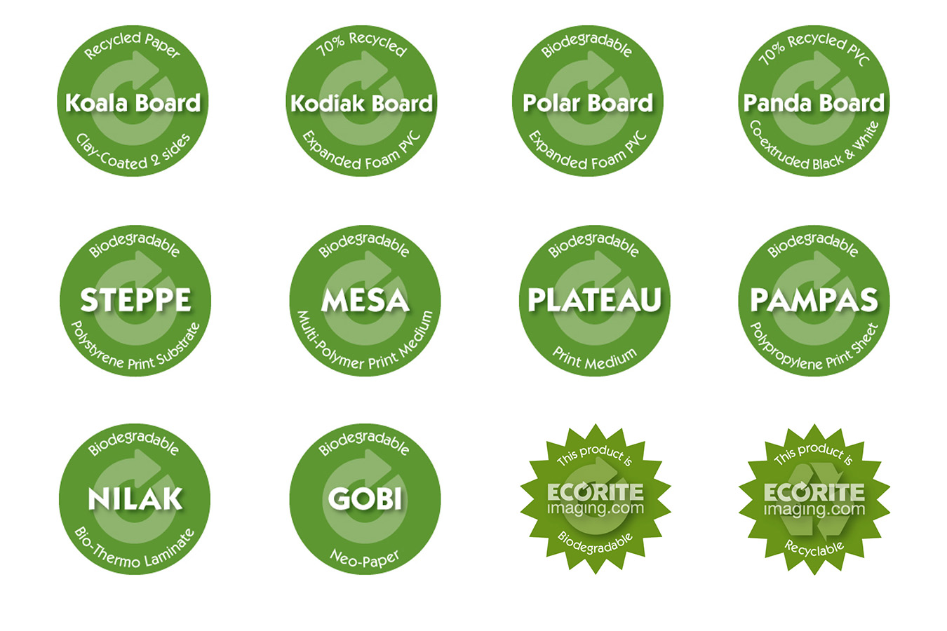 ecorite 8 : Ecorite material labels used on roll and sheet materials