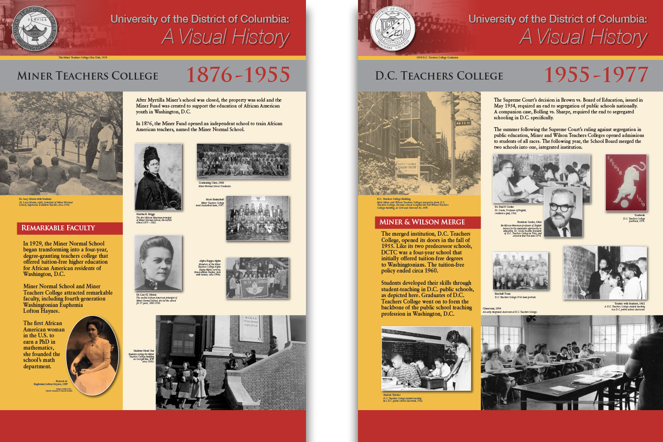 UDC pg2 : Miner's and Wilson merged to become DC's Teacher's College in 1955