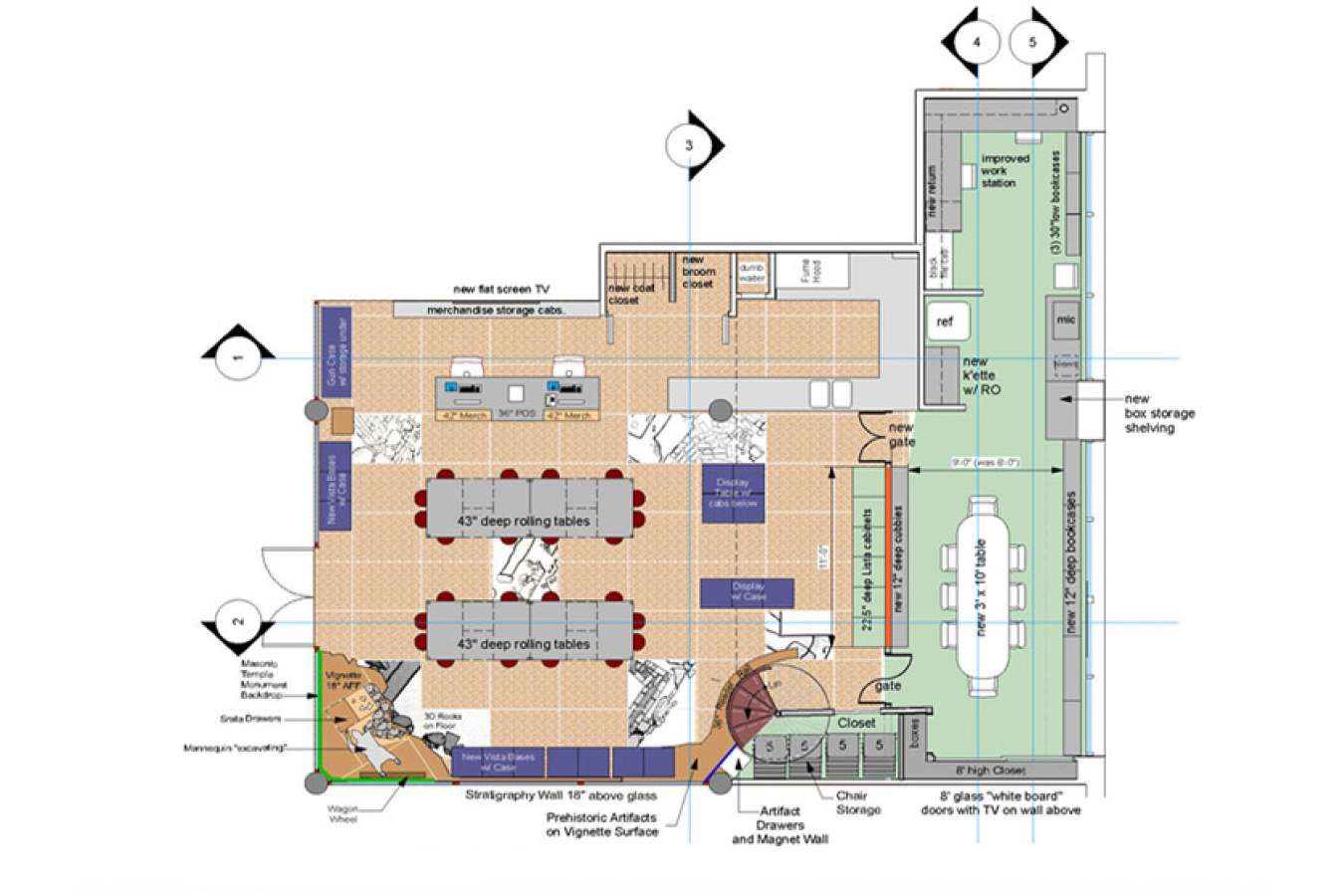 1 CAAM 2FloorPlanFinal.jpg : Archeological site images are inset into carpet for experiential teaching