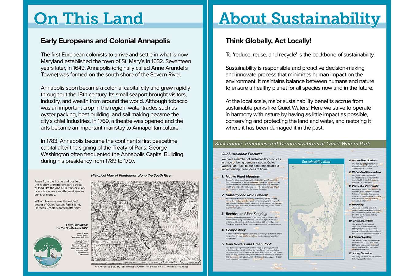 10c GM 6+7 web : Sustainability panel describes and locates all the positive environmental activities in the park