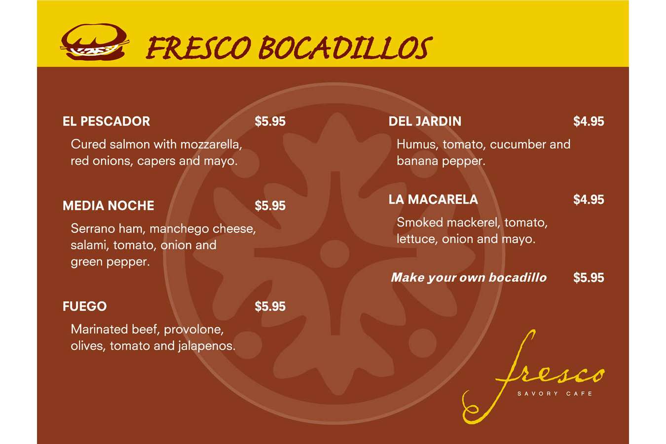 FRES BOCADILLOS : Bocadillos means sandwiches in spanish