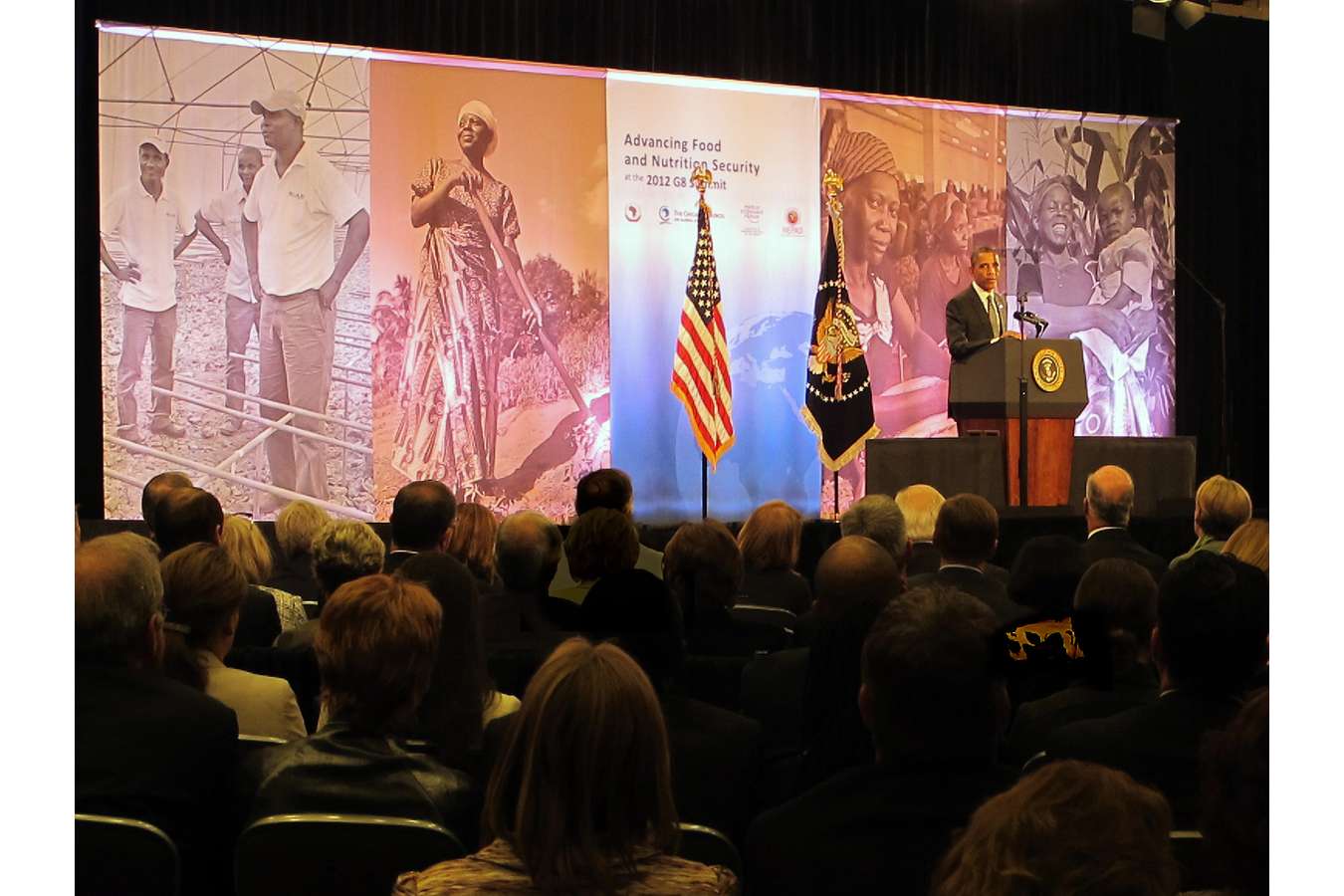 Display Grfx 1 : Backdrop for Obama's kick-off to the G-8 Summit on Food Safety in Africa (on recycled fabric)